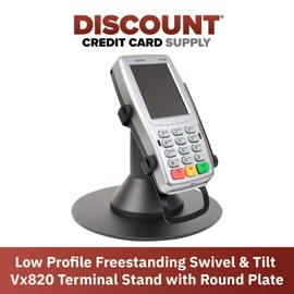 Discount Credit Card Supply DCCStands Vx820 Swivel and Tilt Freestanding Stand with Round Plate, Low Profile, Black