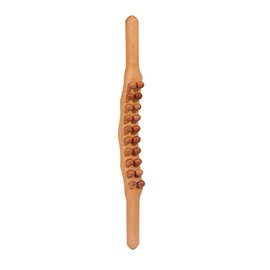Wooden Gua Sha Stick Double Row 20 Beads Trigger Point Massager Tool for Muscle Neck Back Beech 20 Beads
