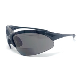 Incredible Bargains The Competitor Bifocal Sun Reader Sport and Wrap Around Reading sunglasses + 2.50 Black/Smoke