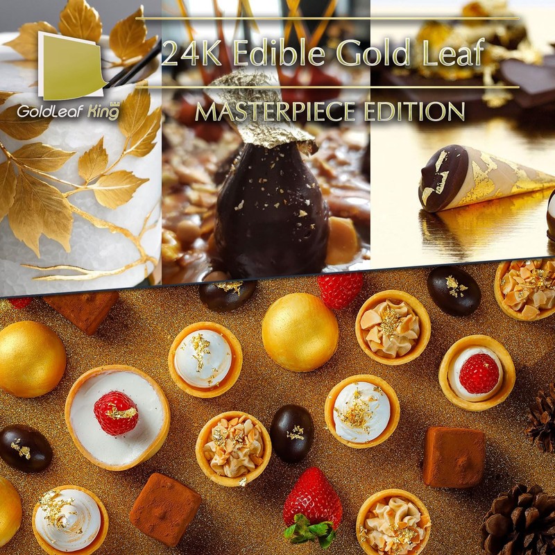 24K Edible Gold Leaf Sheet 99.99% GoldleafKing Masterpiece Edition 10,