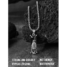 KATHLU Leopard Necklace for Women Men Sterling Silver Black Crystal Animal Necklace Cool Hip Hop Punk Necklace