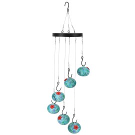 Outdoor Hanging Hummingbird Feeder with Wind Chimes Ant & Bee Proof Beautiful Garden Patio Decoration for Backyard BirdingColor: As shown Color