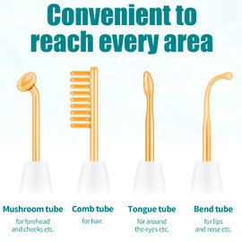 TUMAKOU High Frequency Stick Face Device for Skin Tightening, Wrinkle Reduction, Acne Treatment, Skin Therapy Device, Face Massager with 4 Neon Sticks