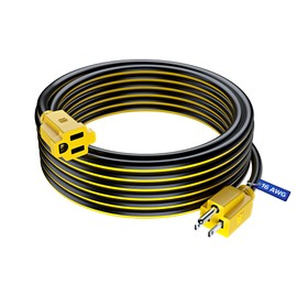 Maximm Heavy Duty Extension Cord - 30 ft, 16 Gauge (Black and Yellow) ETL Listed