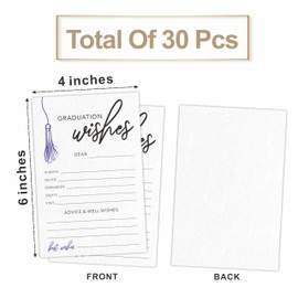luixd 30 Minimalism Graduation Advice & Wishes Cards - Purple Tassel - 4"X 6" Double-Sided Fill In Style Graduation Wishes Cards,Graduate Party Favor & Supplies - A02
