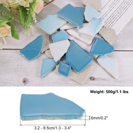 sourcing map 500g/1.1LB Irregular Ceramics Mosaic Tiles, 3.2-8.5 cm Bulk Stained Ceramic Mosaic Pieces Stones Mosaic Kits for DIY Art Craft Projects Home Decor, Mixed Light Blue