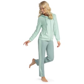 Consult-Tex DW770 Women's Pyjamas Leisure Suit Homewear Suit Jogging Suit Pyjamas Cotton Zip, lime green
