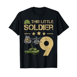 9 Year Old Soldier Birthday Boy 9th Birthday Kids Army Camo T-Shirt
