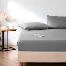 Good Nite Fitted Sheet Bed Sheets Double 25CM Extra Deep Pocket Soft and Breathable Machine Washable Fitted Bedding Sheets (Dark Gray, Double)