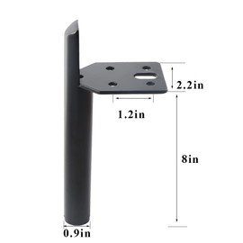 ALXEH 8 Inch Furniture Legs Black Coffee Table Feet, Mid-Century Metal Furniture Leg for Sofa Cabinet Ottoman, Set of 4 Side Mounted Style Home DIY Replacement Feet