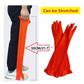 YIOIY Rubber Cleaning Gloves,Waterproof and Oil-resistance Glove for kitchen Cleaning,Clothes Washing,Household Cleaning, Dishwashing,Car Wash,Indoor and Outdoor Cleaning (55CM Red, L)