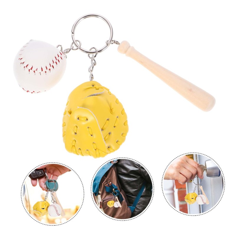 SUPVOX 2pcs Softball Keychains Miniature Baseball Glove Accessories for Key
