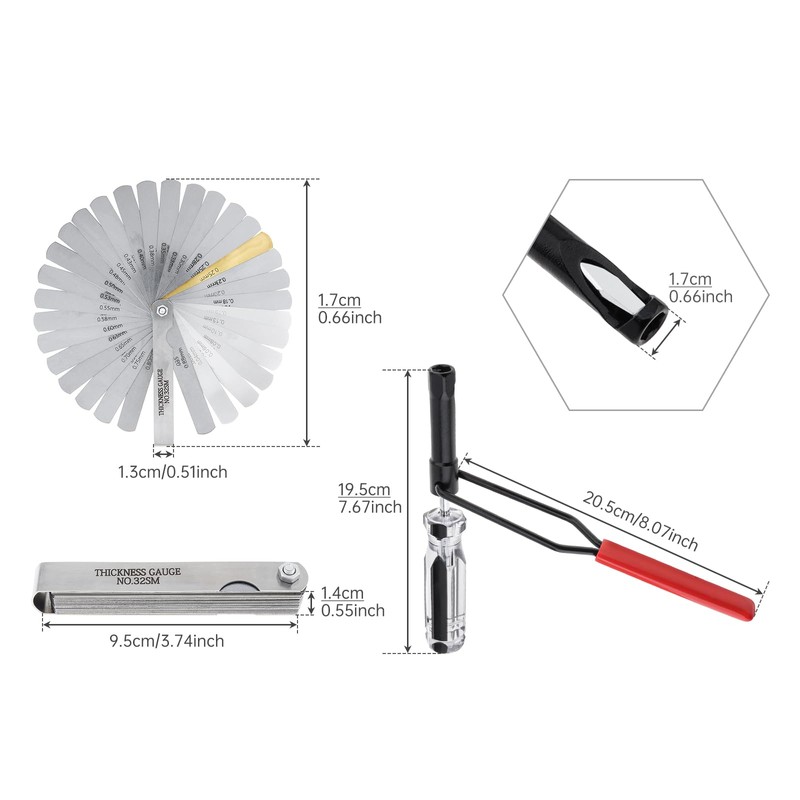 ePathChina Valve Adjustment Tool with Angled Feeler Gauge, Jam Nut