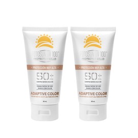 FOTOSUN UV 100 Adaptive Color FPS 50 UVAUVB, Protector solar facial con color, Hipoalergénico, resistente al agua, uso diario, se adapta al tono de...