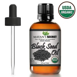 Mayan's Secret Mayan's Secret - 4oz Cold Pressed Black Cumin Seed Oil Organic USDA Certified -Nigella Sativa Cold Pressed, Virgin, Unrefined, Vegan, Non-GMO, No Preservatives - Omega 3 6 9, for Skin & Hair