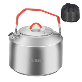 REDCAMP 1.6L Outdoor Camping Kettle, Lightweight Stainless Steel Water Pot with Carrying Bag, Compact Camp Tea Kettle Coffee Pot for Hiking Picnic Camping