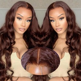 22inch Chocolate Brown Lace Front wig 220 Density Brown Wig Human Hair 9x6 Brown Glueless Wigs Human Hair Pre Plucked Pre Cut Brown wear and go glueless wig for Women with Baby Hair