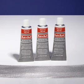 AMACO Rub n Buff Wax Metallic Finish - 3 Rub n Buff Pewter 15ml Tubes - Versatile Gilding Wax for Finishing Furniture Antiquing and Restoration - Rub and Buff Colors Set of Three