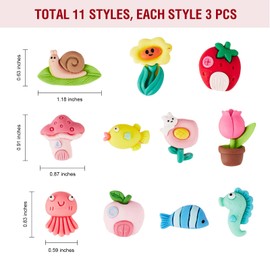 BEEFLYING 36 Pieces Resin Cabochons Flower Slime Resin Charms Assorted 3D Flatback Embellishment Painted Beads for DIY Decoration Scrapbooking Crafts Supplies