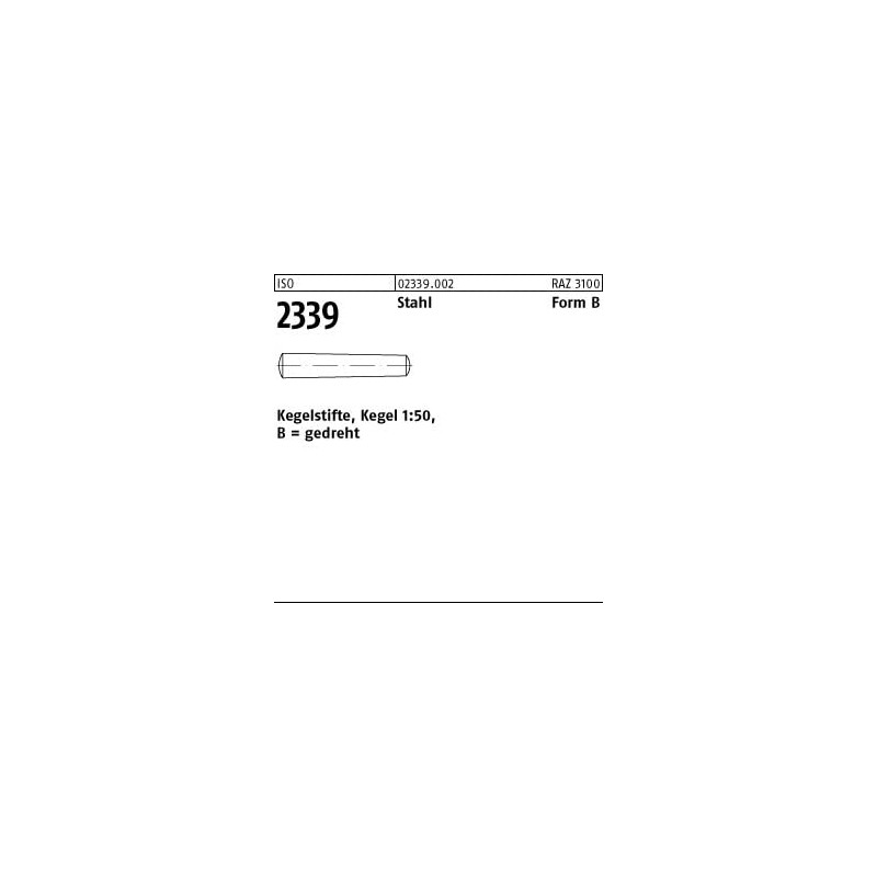 100 Taper Pins ISO 2339 9S20K B 3x26 Steel