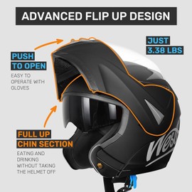 Westt Dirtbike Helmets for Adults - Liftable Chin Half & Full Helmet Motorcycle - Motorcycle Helmets Motorbike Open Face Dual Visor DOT Helmet(S/Black Gold Torque)