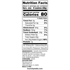 Krunchy Melts Original Meringue Cookies | Raspberry Flavor | Only 80 Calories Per Serving | Fat Free, Gluten Free, Dairy Free (4 Oz)