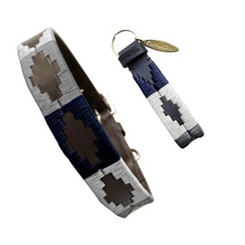 Carlos Diaz Genuine Leather Waxed Embroidered Polo Dog Collar M