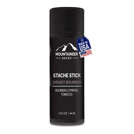 Mountaineer Brand Stache Stick | Smokey Bourbon Scent | Made with Natural Ingredients West Virginia | Firm & Long Lasting Hold | Mustache Wax | Moustache Shape & Styling | Beard Wax for Men | 1.5oz