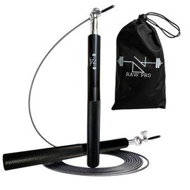 DanRaw Pro Jump Rope, Skipping Rope for Boxing, Fitness, Speed Rope, Adjustable Workout Skipping Rope for Men, Women, Boys, Girls, Side Mounted Easy Adjust, Aluminium Handle, Steel Wire