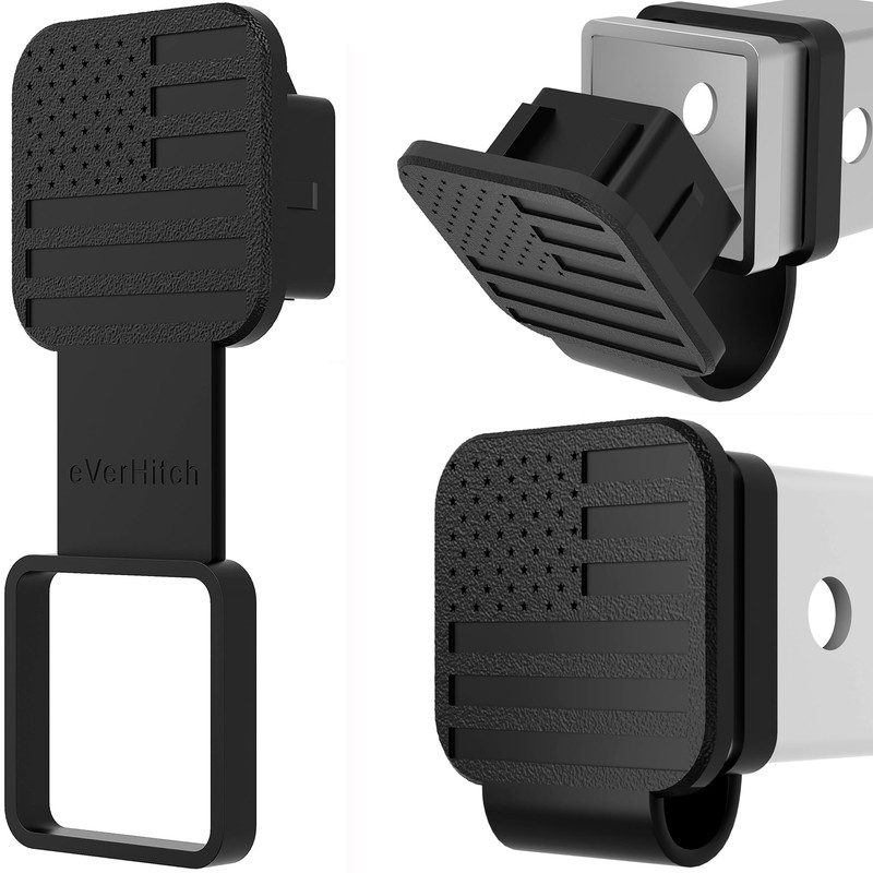 eVerHitch Black Flag Hitch Cover, Tube Plug (Fits 2" Receiver,