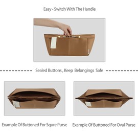 ZTUJO Purse Organizer Insert For Handbag & Tote Shaper,Tote Bag Organizer Insert For Speedy Neverful, 6 Sizes(Medium, Silky Brown)
