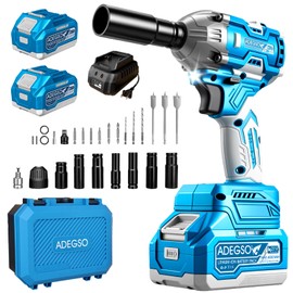 Cordless Impact Wrench, 1/2 Inch Brushless Impact Gun, 3-Speed High Torque Impact Driver with 2×4.0Ah Batteries & Fast Charger for Car Tire Removal, Automotive Repair & DIY