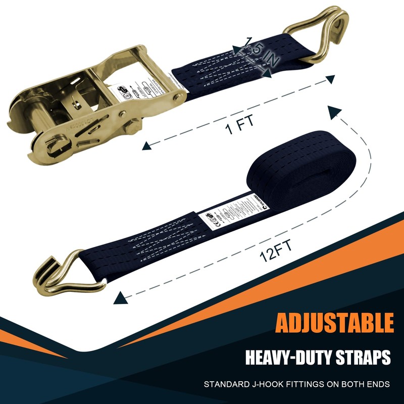 SALUINOKI 1.5 inch Ratchet Straps Heavy Duty 8 Pack 1-1/2