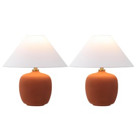 JONATHAN Y JYL5600C-SET2 Delphi 18.25" Minimalist Scandinavian Resin/Iron LED Table Lamp for Bedroom, Living Room, Office, College, Book Case, Nightstands and Coffee Table, Matte Wine Red (Set of 2)