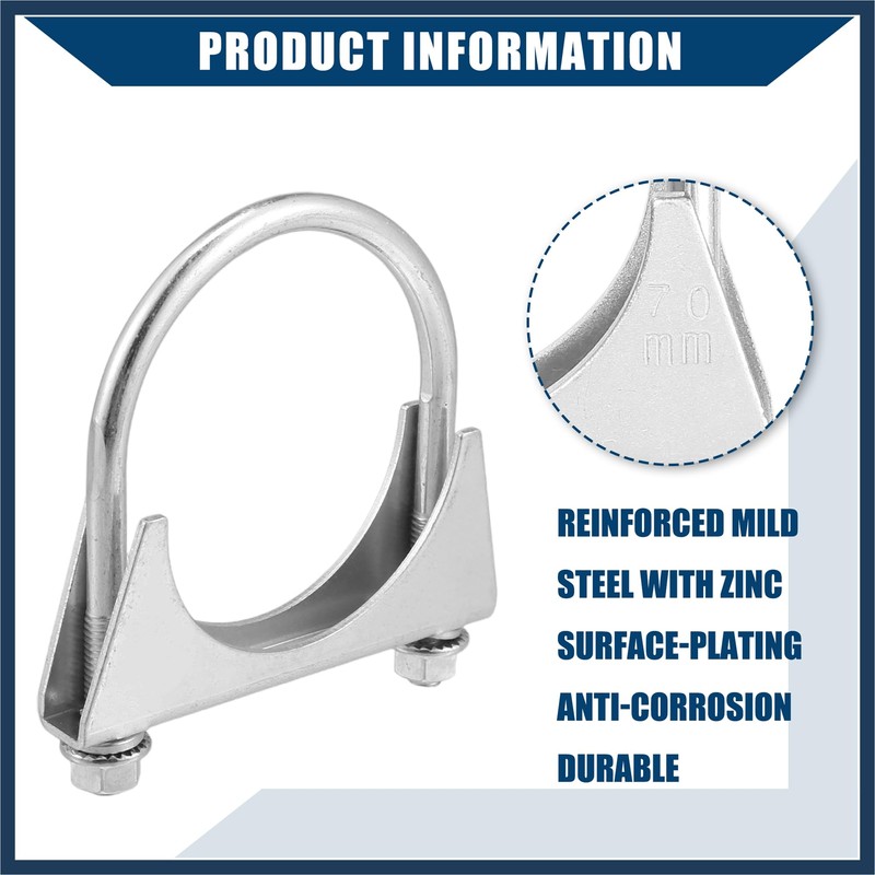 INFINAUTO Round U Bolt Muffler Exhaust Clamps for Car /