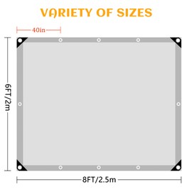 EEATUZTL Tarps Heavy Duty Waterproof, 12 Mil Thick UV Resistant Bâche Imperméable Heavy Duty Tarps, Sliver Small Tarpaulin Poly Tarp Waterproof Tarp Outdoor for Roof Pool Boat Patio Camping, 6 * 8FT