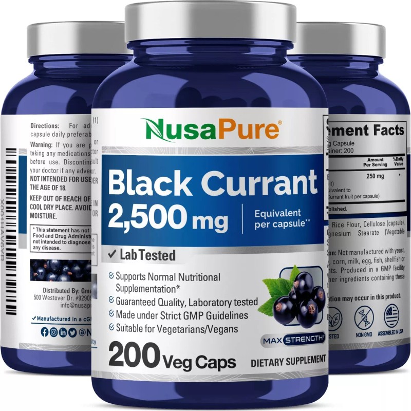 NusaPure Black Currant 2500 Mg Equivalent Per Powder Caps 200