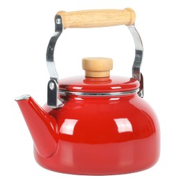Mr. Coffee Quentin 1.5 QT Enamel On Steel Tea Kettle w/Wood Handle – Red