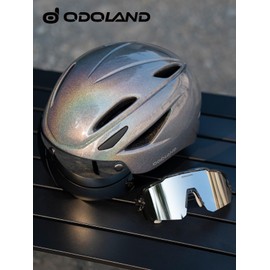 Odoland adult bike helmets set, bike helmets,shinning colorful, sunglasses,orange