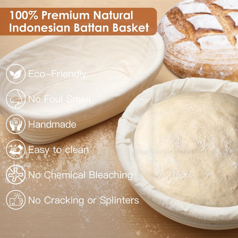 Soudough bread baking supplies, Upoomart Banneton Bread Proofing Basket Set