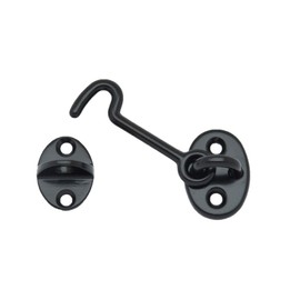 QCAA Forged Brass Cabin Hook Latch & Eye, 2-1/2", Black Coated, 2 Pack, Made in Taiwan