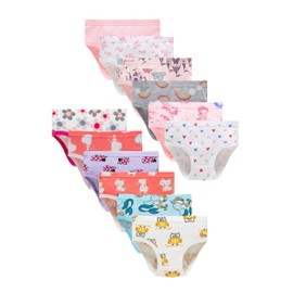 Cadidi Dinos Girls' Cotton Panties Baby Toddler Soft Underwears Kids Briefs (Pack of 12) Size 2T 3T
