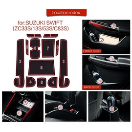 wowjimi Car Non-Slip Mat SUZUKI SWIFT (ZC33S/13S/53S/C83S) Swift Sports Interior Rubber Mat Accessories Rubber Mat Interior Parts Anti Slip (Black)