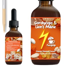 FUNGISIP Cordyceps & Lion’s Mane Tincture – Organic Mushroom Extract, Supports Energy & Focus, High Potency