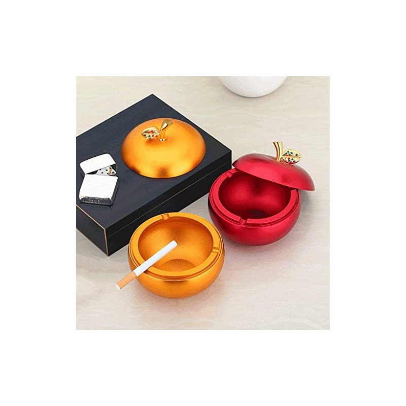 RitaPro Shop® Apple Shaped Ashtray, Red, Portable Ashtray with Lid,