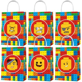 Minamihong Party Favor Bags 12PCS for Building Blocks Gift Goodie Bags Color Bricks Treat Candy Bags for Building Blocks Movie Themed Birthday Party Supplies Decorations