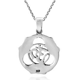 AeraVida Beautifully Ornate Aum or Om Sterling Silver Necklace