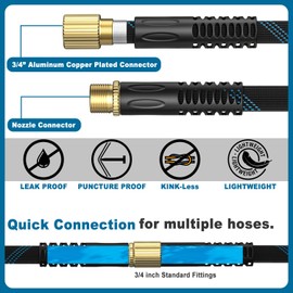 Garden Hose 100ft, Non-Expandable Lightweight & Flexible Water Hose, with 10-Pattern Spray Nozzle, Super Fabric, Leak-Proof 3/4" Solid Brass Alloy Connector Fittings, Durable and Kink-Free