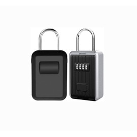 Shiwaki With 4-Digit Combination Lock Key Lock Box with Large Capacity Wall Mounted Key Safe with Cover Outdoor Garage School Gym Replacement House Key (Black)