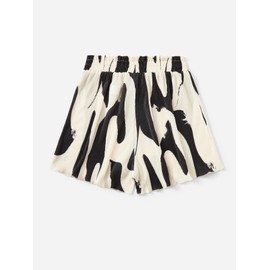 Floerns Women's Graphic Print Lettuce Trim Elastic High Waist Wide Leg Shorts Black Large